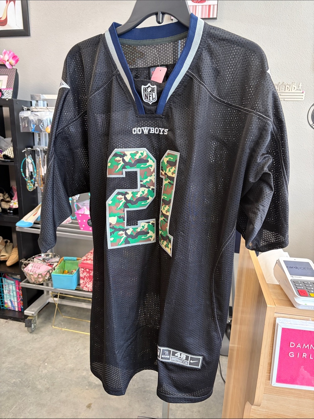 NFL Dallas Cowboys Black Jersey with Green Camo 21